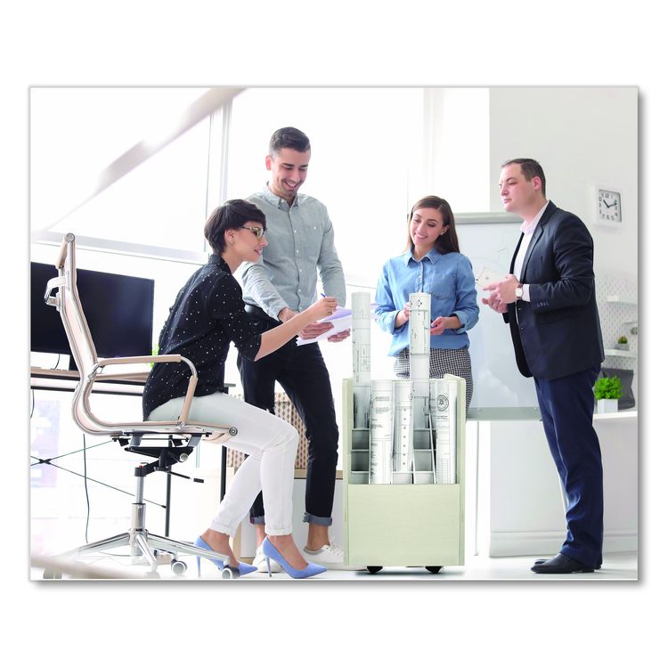 20-Slot Mobile Rolling Wood Blueprint Storage Cabinet Roll File Large Document Organizer, 15.25 x 13.25 x 24.75, White