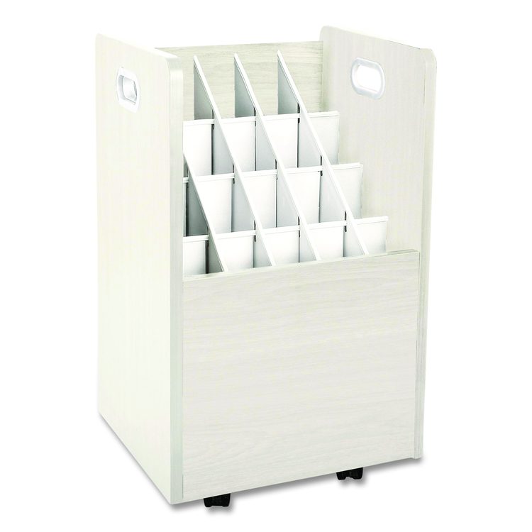 20-Slot Mobile Rolling Wood Blueprint Storage Cabinet Roll File Large Document Organizer, 15.25 x 13.25 x 24.75, White