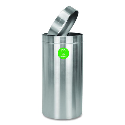 27 Gallon Stainless Steel Compost Can, Brushed Stainless Steel