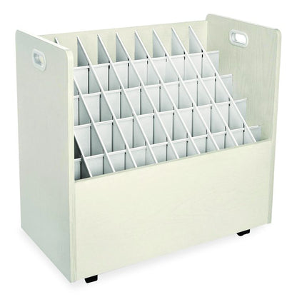 50-Compartment Mobile Wood Blueprint Rolled File Storage Organizer, 50 Compartments, 30 x 15.75 x 28.5, White