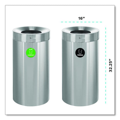 27 Gallon Stainless Steel Compost Bin and Trash Can, Brushed Stainless Steel