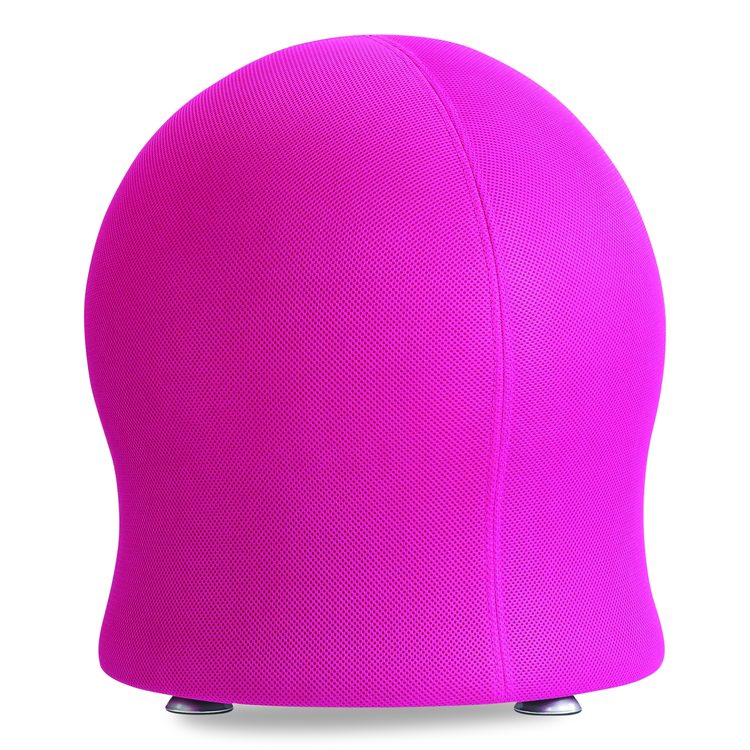 Zenergy Ball Chair, Backless, Supports Up to 250 lb, Pink Fabric Seat, Silver Base