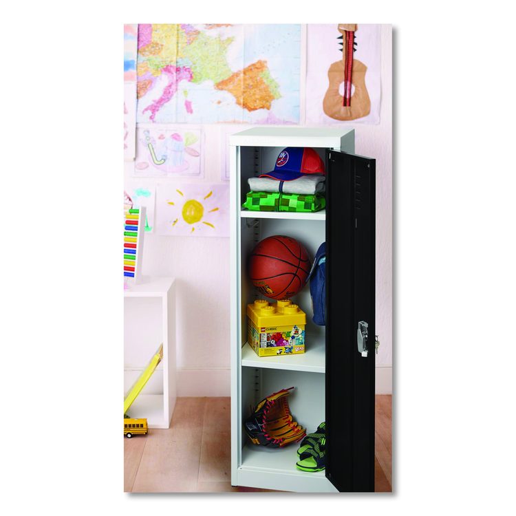 Steel Storage Locker, 1 Compartment, 15 x 15 x 48, Black