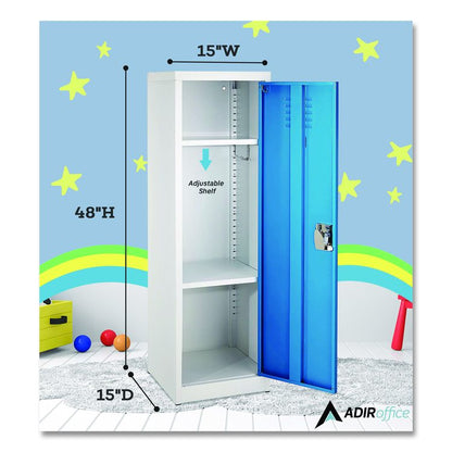 Steel Storage Locker, 1 Compartment, 15 x 15 x 48, Blue