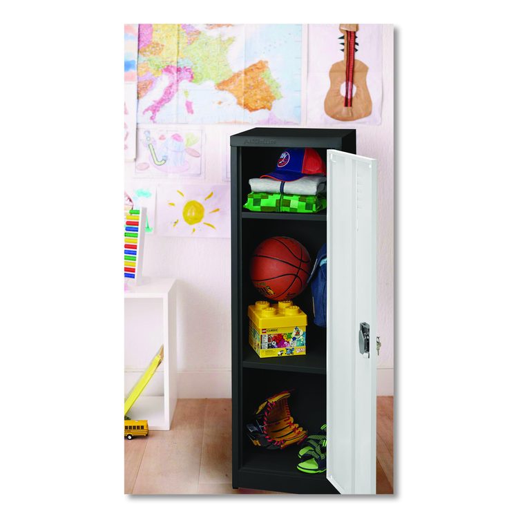 Steel Storage Locker, 1 Compartment, 15 x 15 x 48, Black Body/White Doors