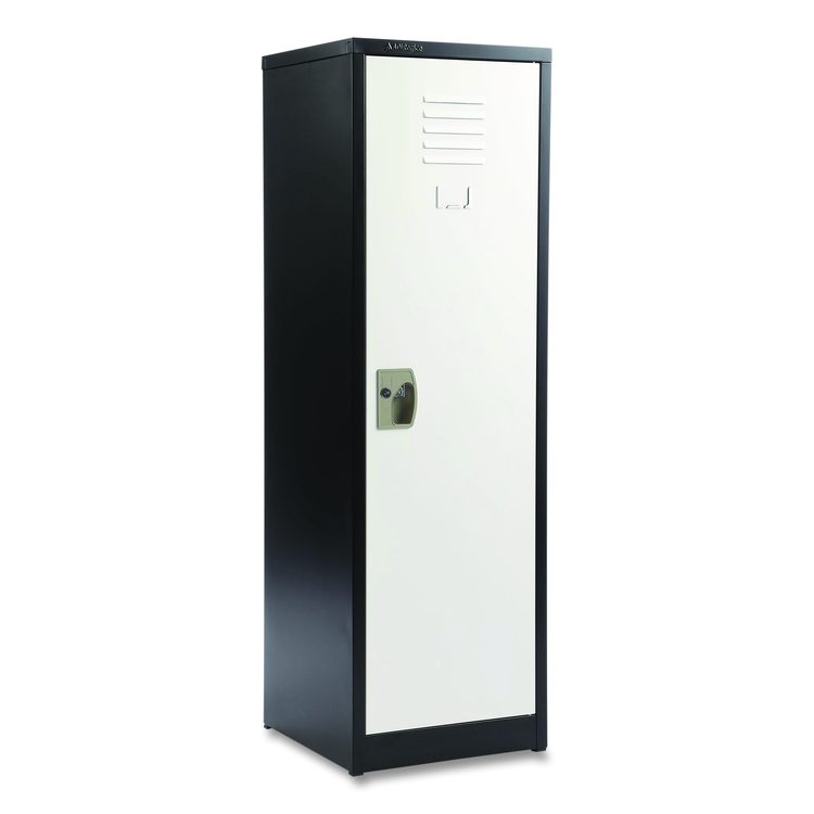 Steel Storage Locker, 1 Compartment, 15 x 15 x 48, Black Body/White Doors