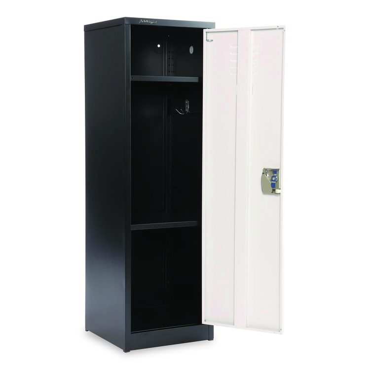 Steel Storage Locker, 1 Compartment, 15 x 15 x 48, Black Body/White Doors