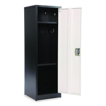 Steel Storage Locker, 1 Compartment, 15 x 15 x 48, Black Body/White Doors