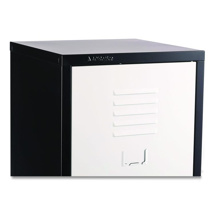 Steel Storage Locker, 1 Compartment, 15 x 15 x 48, Black Body/White Doors