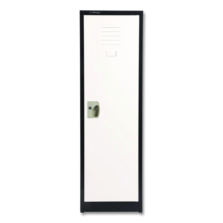 Steel Storage Locker, 1 Compartment, 15 x 15 x 48, Black Body/White Doors