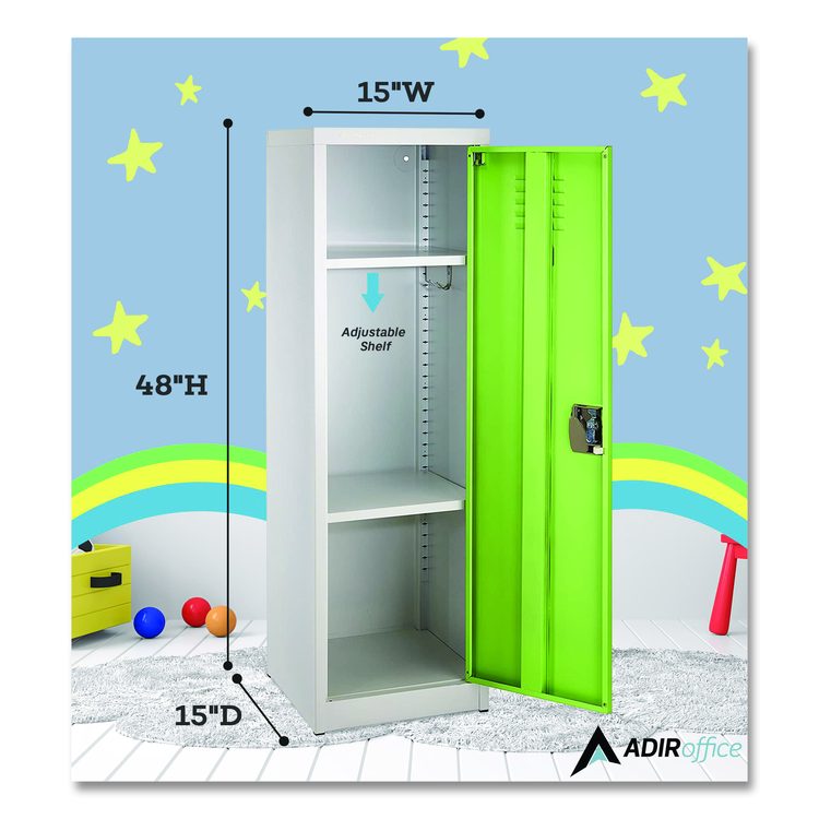 Steel Storage Locker, 1 Compartment, 15 x 15 x 48, Green