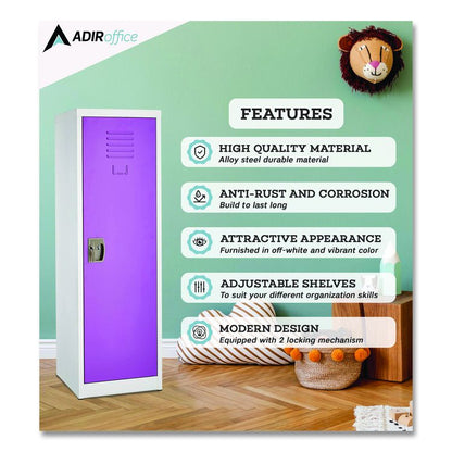 Steel Storage Locker, 1 Compartment, 15 x 15 x 48, Purple