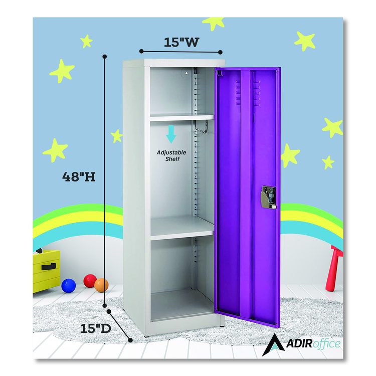Steel Storage Locker, 1 Compartment, 15 x 15 x 48, Purple