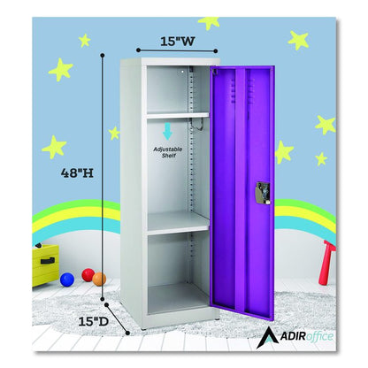 Steel Storage Locker, 1 Compartment, 15 x 15 x 48, Purple