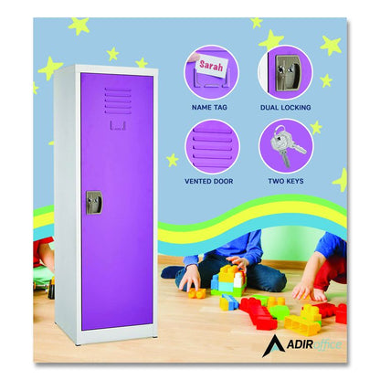 Steel Storage Locker, 1 Compartment, 15 x 15 x 48, Purple