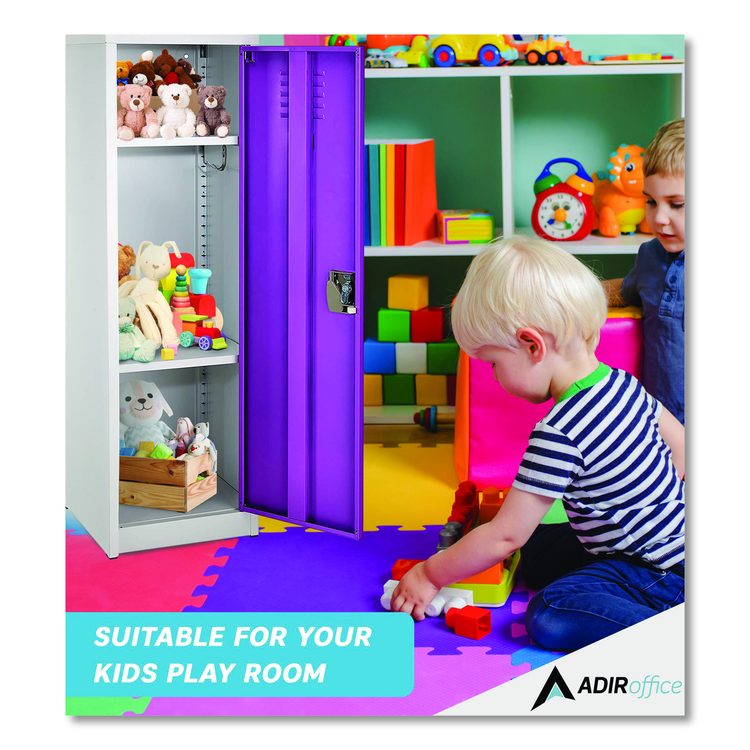 Steel Storage Locker, 1 Compartment, 15 x 15 x 48, Purple