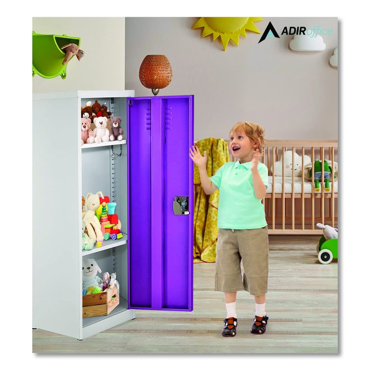 Steel Storage Locker, 1 Compartment, 15 x 15 x 48, Purple