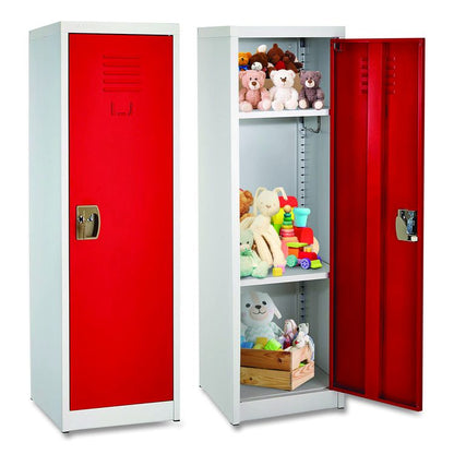 Steel Storage Locker, 1 Compartment, 15 x 15 x 48, Red