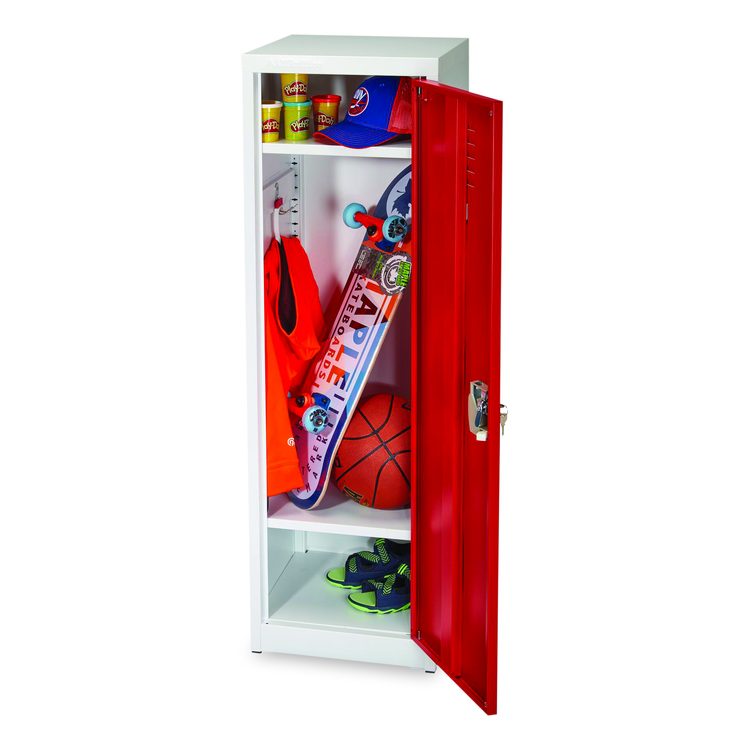 Steel Storage Locker, 1 Compartment, 15 x 15 x 48, Red