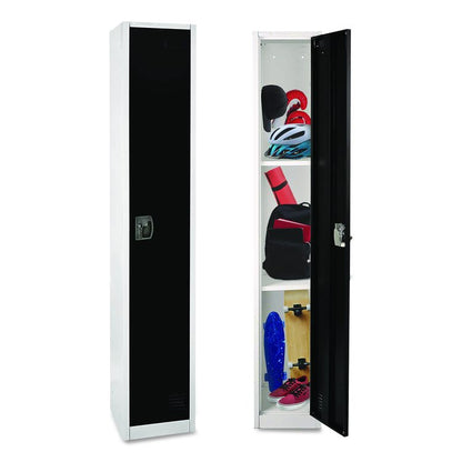 Steel Storage Locker, 1 Compartment, 12 x 12 x 72, Black