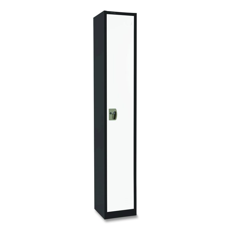 Steel Storage Locker, 1 Compartment, 12 x 12 x 72, Black Body/White Doors