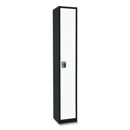 Steel Storage Locker, 1 Compartment, 12 x 12 x 72, Black Body/White Doors