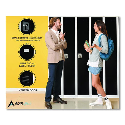 Steel Storage Locker, 1 Compartment, 12 x 12 x 72, Black