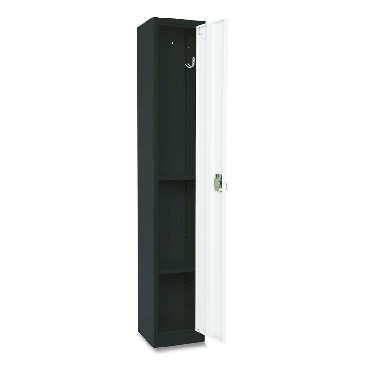 Steel Storage Locker, 1 Compartment, 12 x 12 x 72, Black Body/White Doors