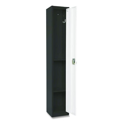 Steel Storage Locker, 1 Compartment, 12 x 12 x 72, Black Body/White Doors
