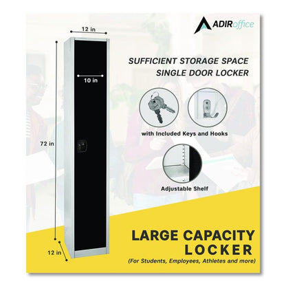 Steel Storage Locker, 1 Compartment, 12 x 12 x 72, Black