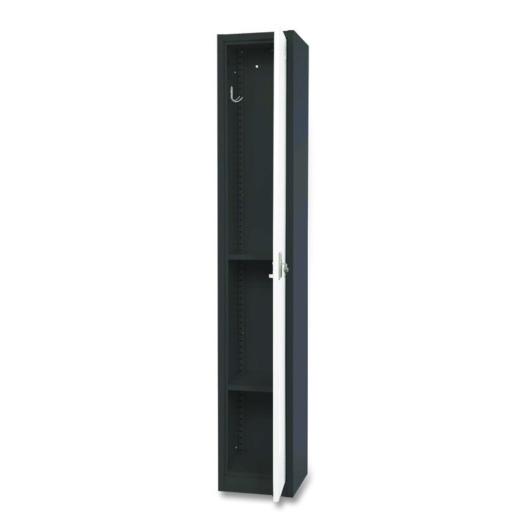 Steel Storage Locker, 1 Compartment, 12 x 12 x 72, Black Body/White Doors