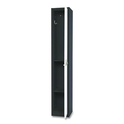 Steel Storage Locker, 1 Compartment, 12 x 12 x 72, Black Body/White Doors