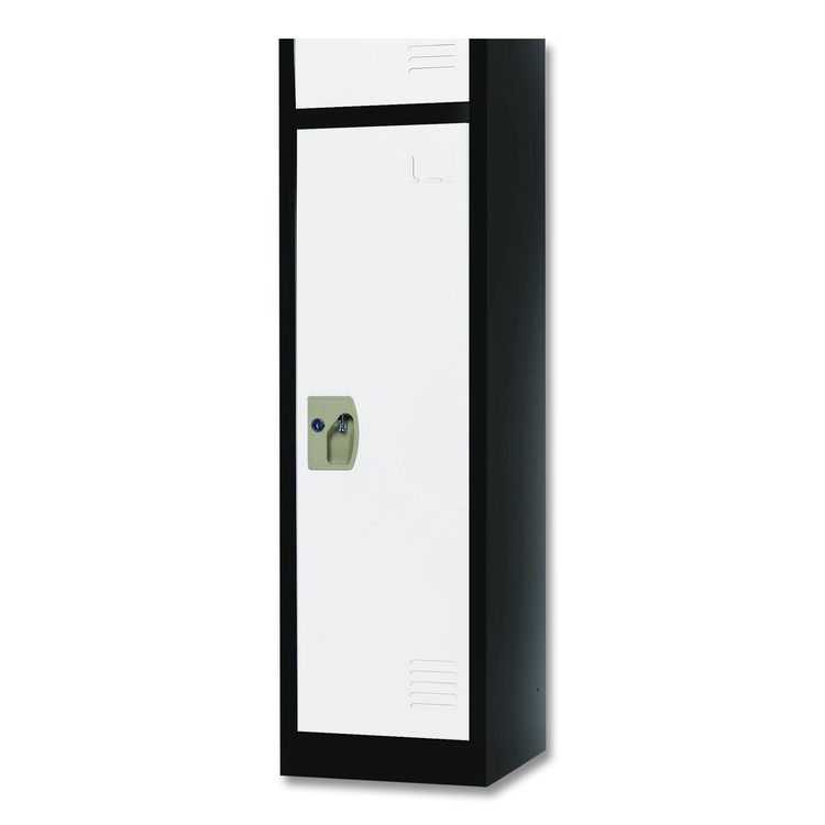 Steel Storage Locker, 1 Compartment, 12 x 12 x 72, Black Body/White Doors