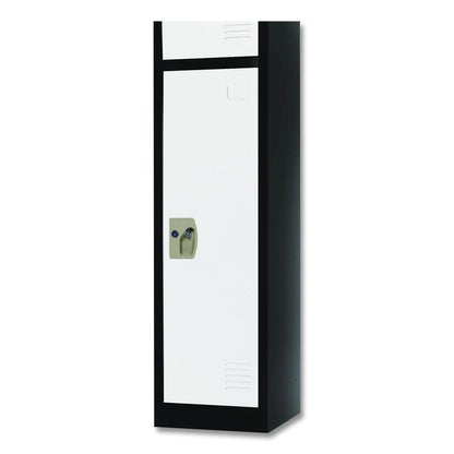 Steel Storage Locker, 1 Compartment, 12 x 12 x 72, Black Body/White Doors
