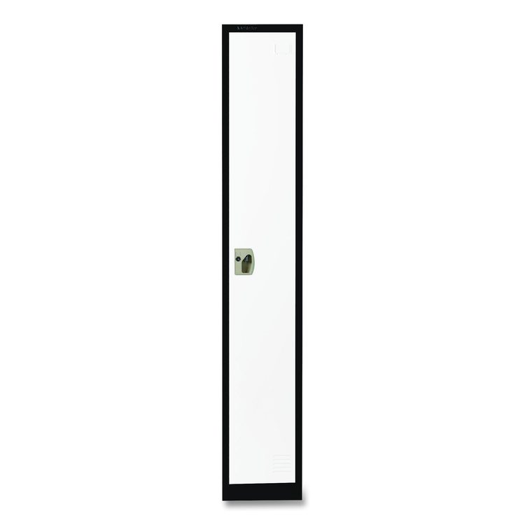 Steel Storage Locker, 1 Compartment, 12 x 12 x 72, Black Body/White Doors