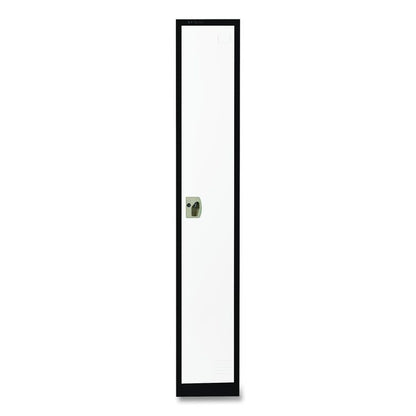 Steel Storage Locker, 1 Compartment, 12 x 12 x 72, Black Body/White Doors