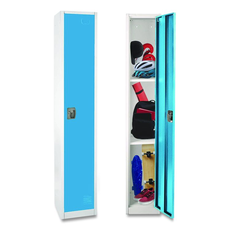 Steel Storage Locker, 1 Compartment, 12 x 12 x 72, Blue