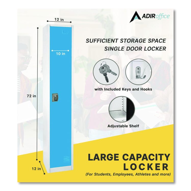 Steel Storage Locker, 1 Compartment, 12 x 12 x 72, Blue