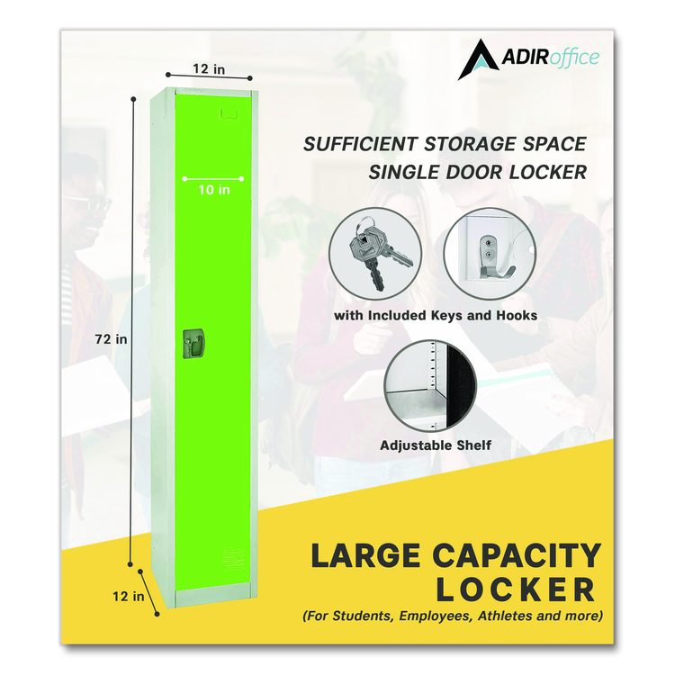 Steel Storage Locker, 1 Compartment, 12 x 12 x 72, Green