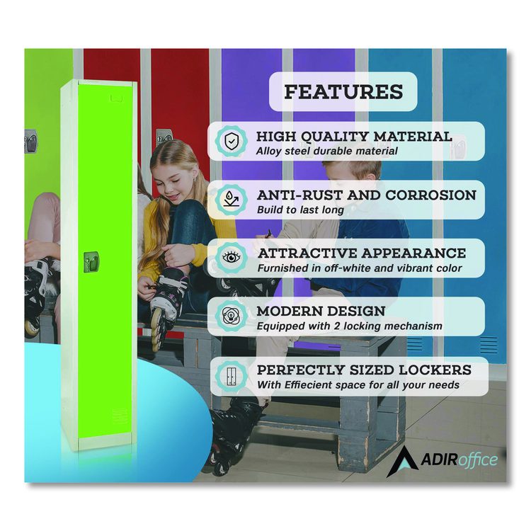 Steel Storage Locker, 1 Compartment, 12 x 12 x 72, Green
