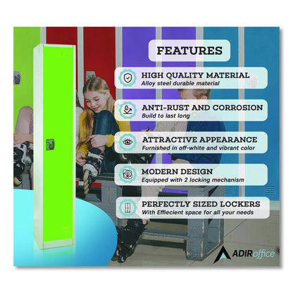 Steel Storage Locker, 1 Compartment, 12 x 12 x 72, Green