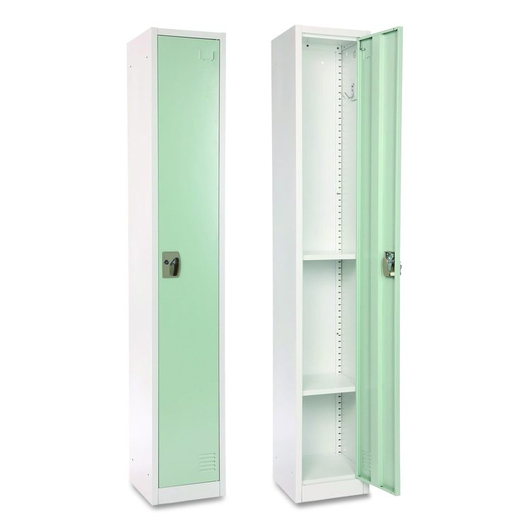 Steel Storage Locker, 1 Compartment, 12 x 12 x 72, Misty Green