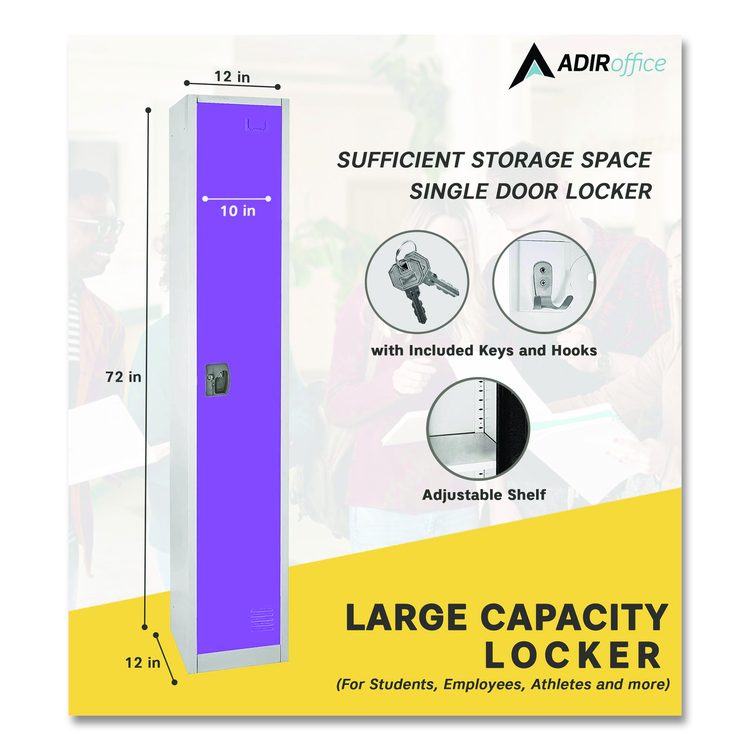 Steel Storage Locker, 1 Compartment, 12 x 12 x 72, Purple