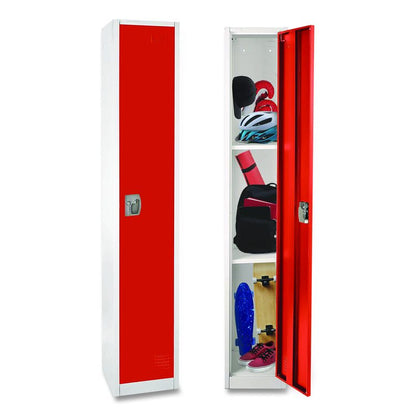 Steel Storage Locker, 1 Compartment, 12 x 12 x 72, Red