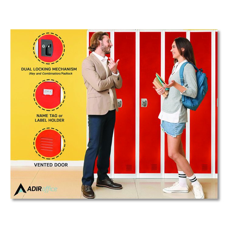 Steel Storage Locker, 1 Compartment, 12 x 12 x 72, Red