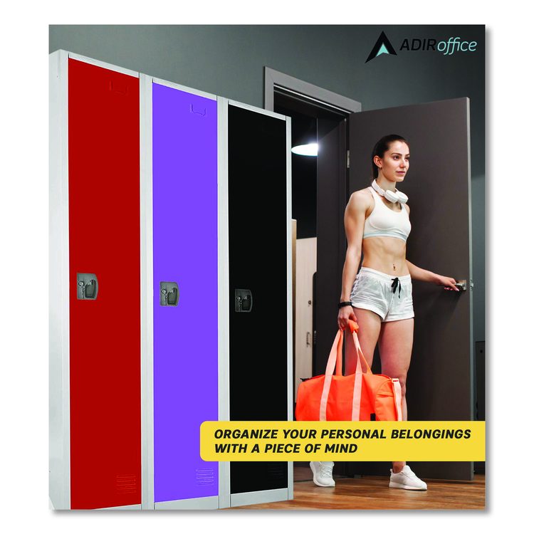 Steel Storage Locker, 1 Compartment, 12 x 12 x 72, Red