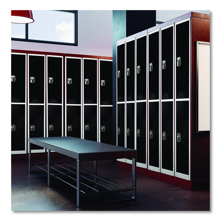Steel Storage Locker, 2 Compartment, 12 x 12 x 72, Black