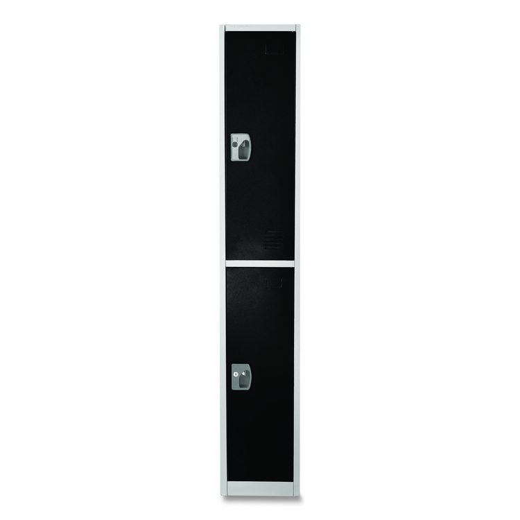 Steel Storage Locker, 2 Compartment, 12 x 12 x 72, Black