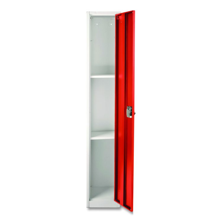 Steel Storage Locker, 1 Compartment, 12 x 12 x 72, Red