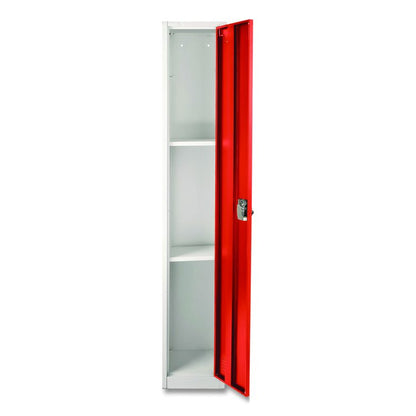 Steel Storage Locker, 1 Compartment, 12 x 12 x 72, Red